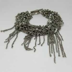 Silvertone metal chain rhinestone bracelet
